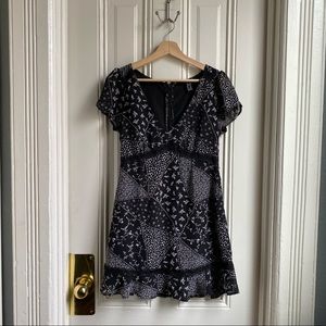 Forever 21 F21 Black & White Floral Print Cottagecore Dress